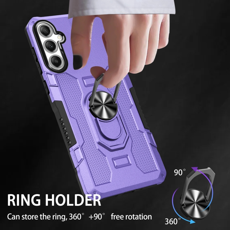 For Samsung Galaxy S25+ 5G Ring Holder Armor Hybrid Phone Case(Purple)