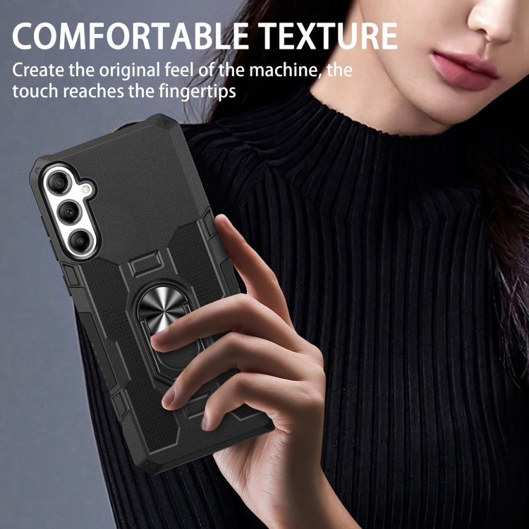 For Samsung Galaxy S24 FE 5G Ring Holder Armor Hybrid Phone Case(Black) For Samsung Galaxy S24 FE 5G Ring Holder Armor Hybrid Phone Case(Black)