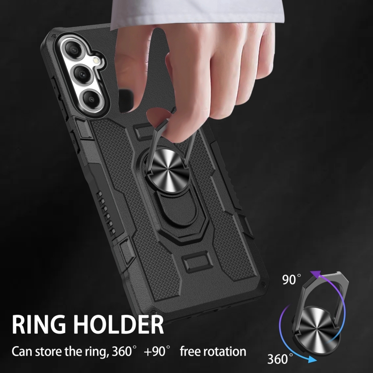 For Samsung Galaxy S24 FE 5G Ring Holder Armor Hybrid Phone Case(Black) For Samsung Galaxy S24 FE 5G Ring Holder Armor Hybrid Phone Case(Black)
