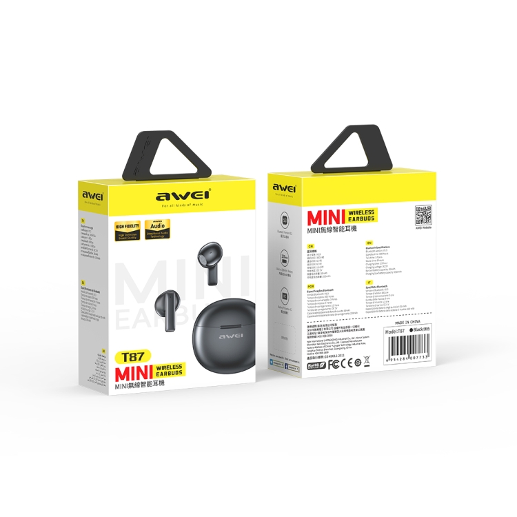 awei T87 True Wireless Bluetooth Sports Earphone(Black) awei T87 True Wireless Bluetooth Sports Earphone(Black)