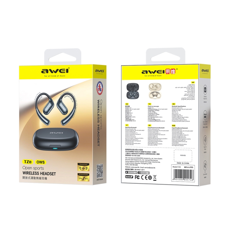 awei TZ8 OWS Open Wireless Bluetooth Earphone(Black) awei TZ8 OWS Open Wireless Bluetooth Earphone(Black)