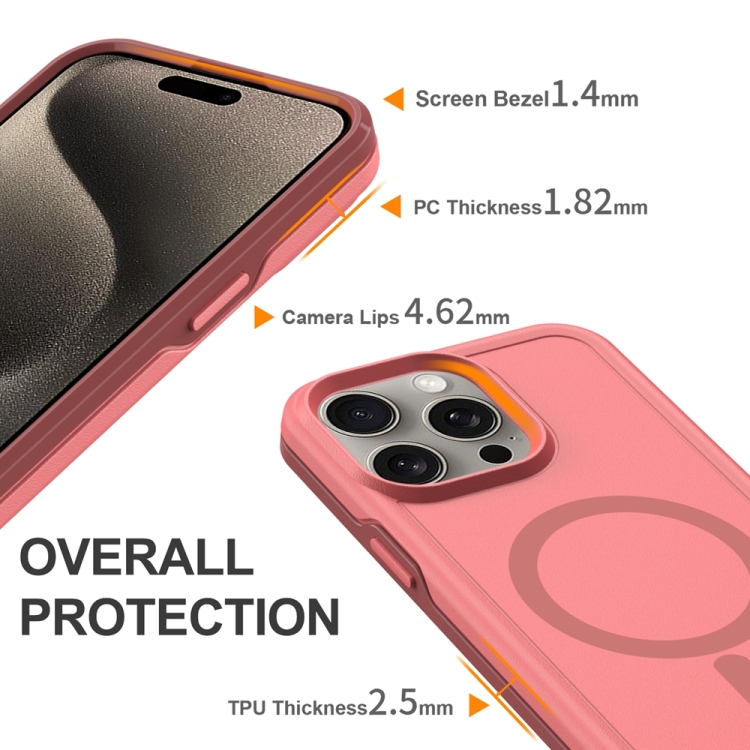For iPhone 14 Pro Shockproof MagSafe Armor PC Hybrid TPU Phone Case(Dark Pink+Maroon) For iPhone 14 Pro Shockproof MagSafe Armor PC Hybrid TPU Phone Case(Dark Pink+Maroon)
