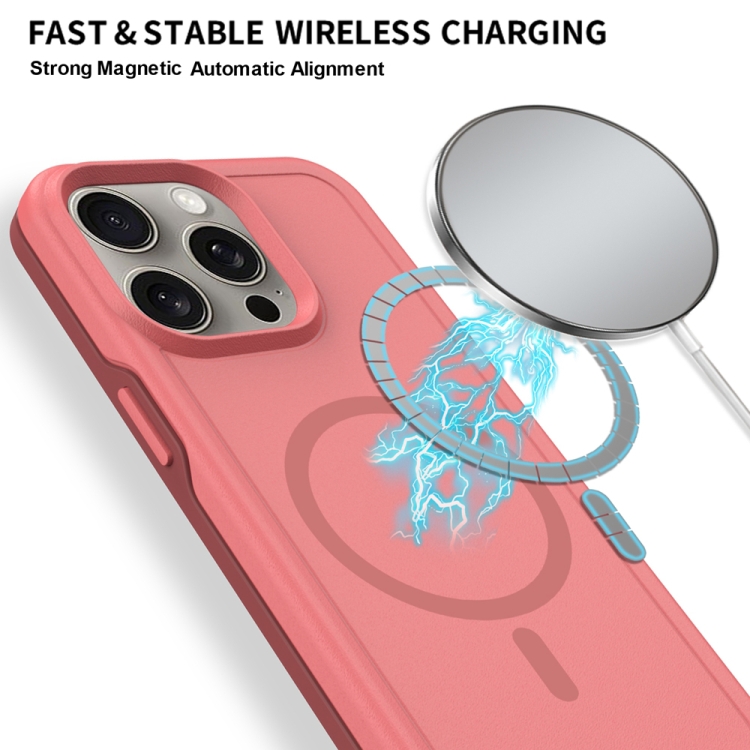 For iPhone 14 Pro Shockproof MagSafe Armor PC Hybrid TPU Phone Case(Dark Pink+Maroon) For iPhone 14 Pro Shockproof MagSafe Armor PC Hybrid TPU Phone Case(Dark Pink+Maroon)