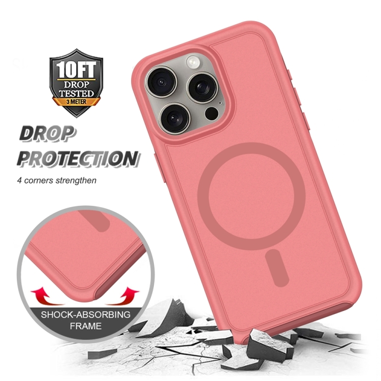 For iPhone 14 Pro Shockproof MagSafe Armor PC Hybrid TPU Phone Case(Dark Pink+Maroon) For iPhone 14 Pro Shockproof MagSafe Armor PC Hybrid TPU Phone Case(Dark Pink+Maroon)