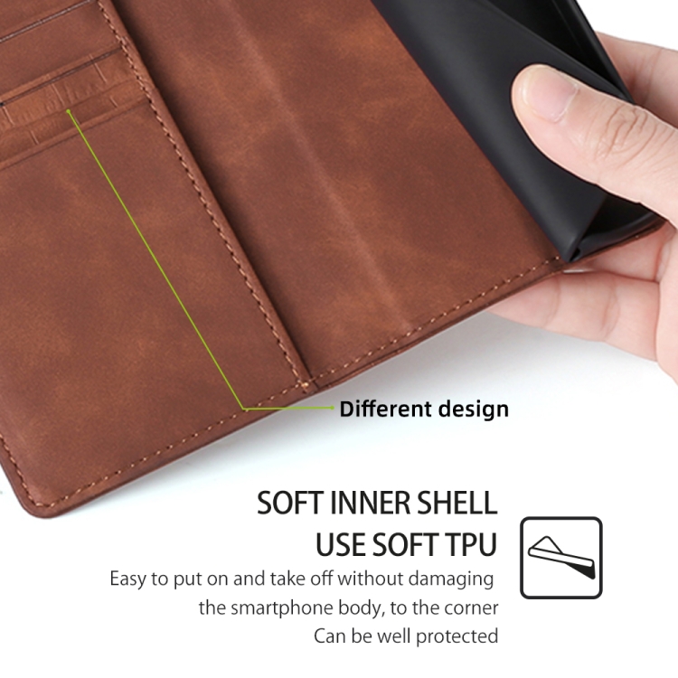 For Samsung Galaxy S25 Ultra 5G Skin Feel Crocodile Magnetic Clasp Leather Phone Case(Brown) For Samsung Galaxy S25 Ultra 5G Skin Feel Crocodile Magnetic Clasp Leather Phone Case(Brown)