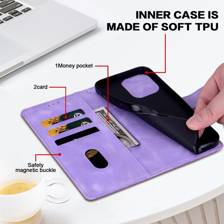 For iPhone 13 / 14 Lace Floral Embossed Magnetic Buckle PU Phone Case With Wrist Strap(Purple) For iPhone 13 / 14 Lace Floral Embossed Magnetic Buckle PU Phone Case With Wrist Strap(Purple)