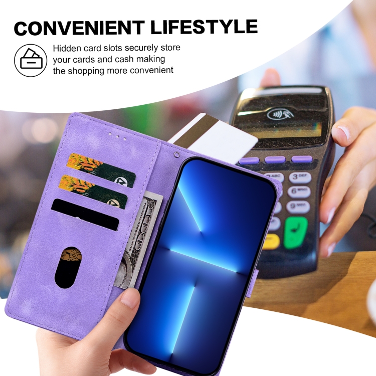 For iPhone 13 / 14 Lace Floral Embossed Magnetic Buckle PU Phone Case With Wrist Strap(Purple) For iPhone 13 / 14 Lace Floral Embossed Magnetic Buckle PU Phone Case With Wrist Strap(Purple)