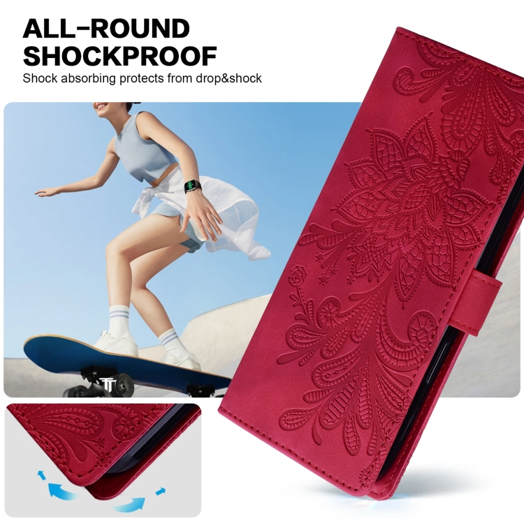For Samsung Galaxy S23+ 5G Lace Floral Embossed Magnetic Buckle PU Phone Case With Wrist Strap(Red) For Samsung Galaxy S23+ 5G Lace Floral Embossed Magnetic Buckle PU Phone Case With Wrist Strap(Red)