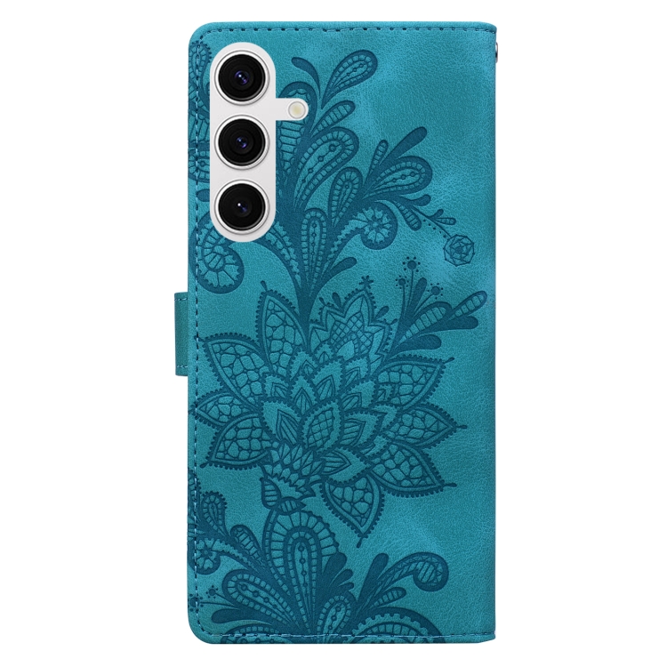 For Samsung Galaxy S25 5G Lace Floral Embossed Magnetic Buckle PU Phone Case With Wrist Strap(Green) For Samsung Galaxy S25 5G Lace Floral Embossed Magnetic Buckle PU Phone Case With Wrist Strap(Green)
