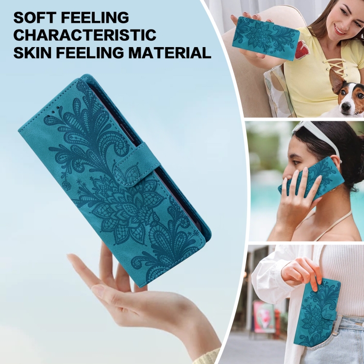 For Samsung Galaxy S25 5G Lace Floral Embossed Magnetic Buckle PU Phone Case With Wrist Strap(Green) For Samsung Galaxy S25 5G Lace Floral Embossed Magnetic Buckle PU Phone Case With Wrist Strap(Green)