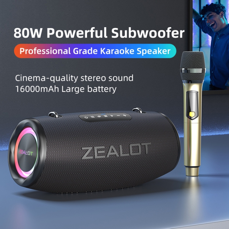 Zealot S87M 80W Portable Outdoor RGB Bluetooth Speaker with Microphone(Black) Zealot S87M 80W Portable Outdoor RGB Bluetooth Speaker with Microphone(Black)
