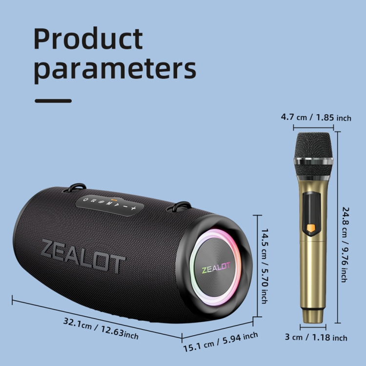 Zealot S87M 80W Portable Outdoor RGB Bluetooth Speaker with Microphone(Black) Zealot S87M 80W Portable Outdoor RGB Bluetooth Speaker with Microphone(Black)