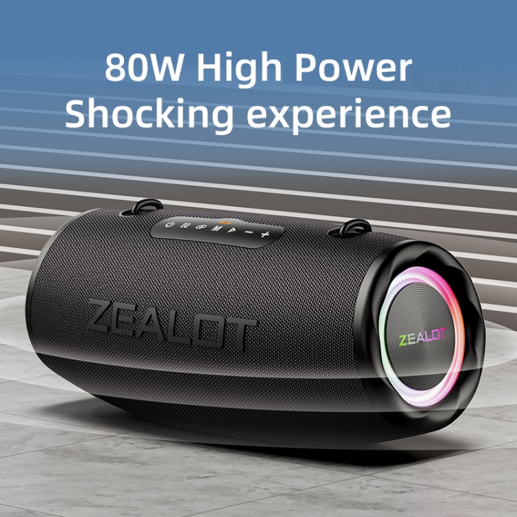 Zealot S87M 80W Portable Outdoor RGB Bluetooth Speaker with Microphone(Black) Zealot S87M 80W Portable Outdoor RGB Bluetooth Speaker with Microphone(Black)