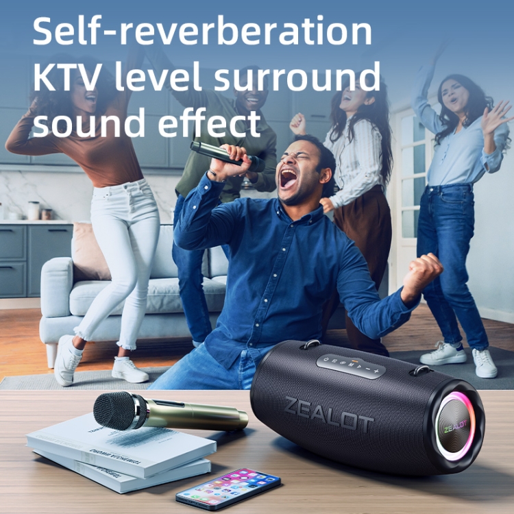 Zealot S87M 80W Portable Outdoor RGB Bluetooth Speaker with Microphone(Black) Zealot S87M 80W Portable Outdoor RGB Bluetooth Speaker with Microphone(Black)