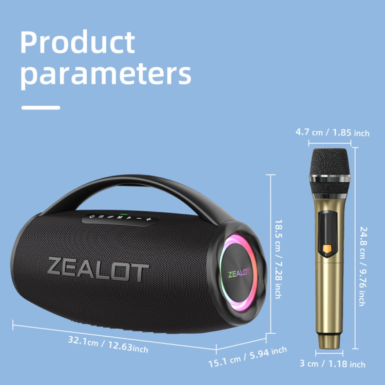 Zealot S97M 80W Outdoor Portable RGB Bluetooth Speaker