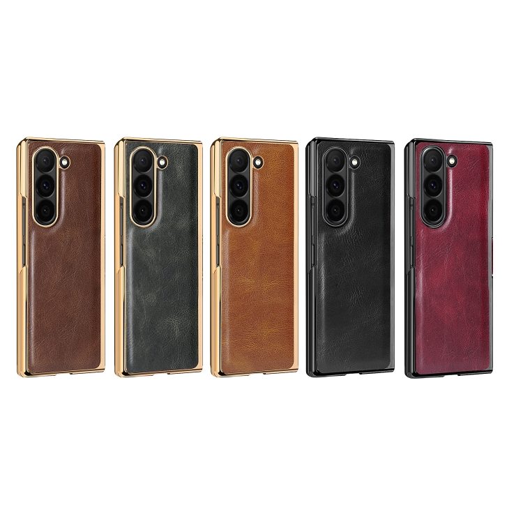 For Samsung Galaxy Z Fold6 VIETAO Crazy Horse Texture PU Phone Case(Red) For Samsung Galaxy Z Fold6 VIETAO Crazy Horse Texture PU Phone Case(Red)