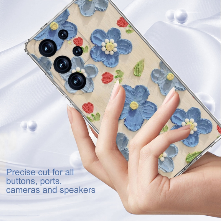 For Samsung Galaxy S25 Ultra 5G IMD Double Piece Simple Fresh Shockproof Phone Case(Blue Flower) For Samsung Galaxy S25 Ultra 5G IMD Double Piece Simple Fresh Shockproof Phone Case(Blue Flower)
