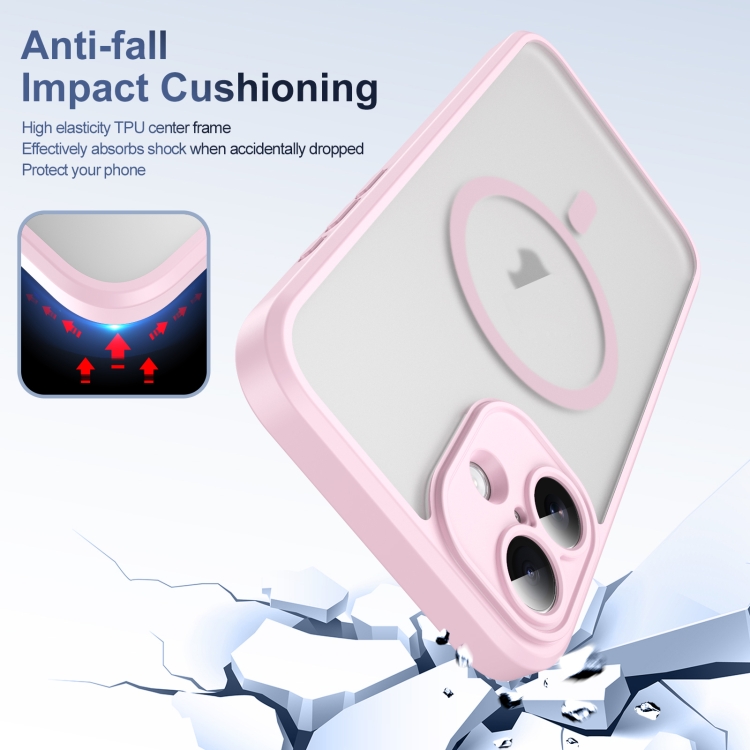 For iPhone 16 Translucent Frosted MagSafe Phone Case with AI Button(Pink) For iPhone 16 Translucent Frosted MagSafe Phone Case with AI Button(Pink)