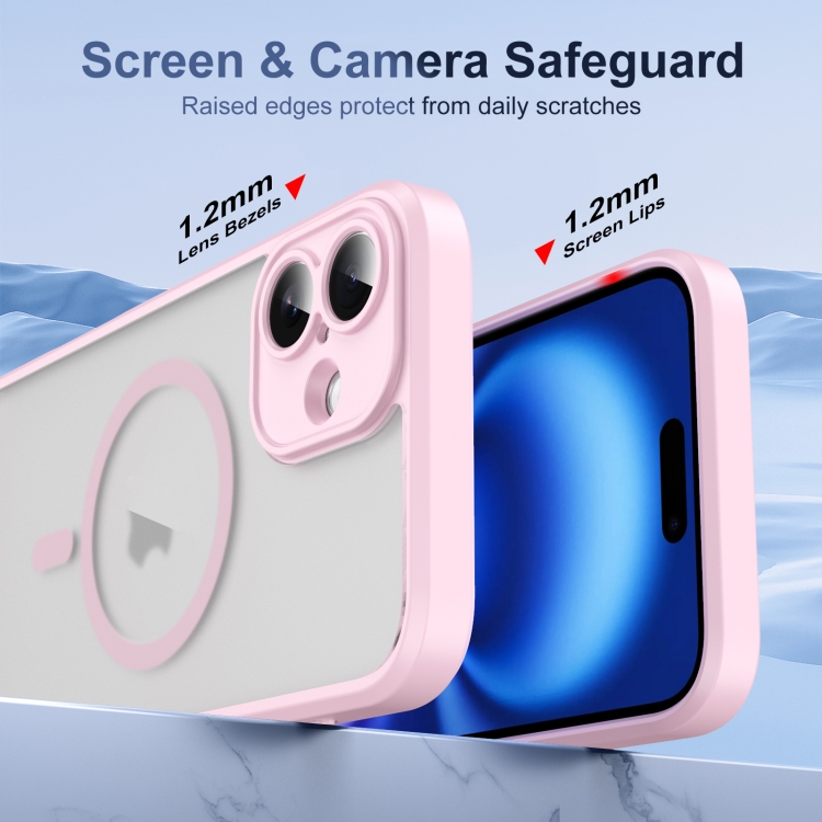 For iPhone 16 Translucent Frosted MagSafe Phone Case with AI Button(Pink) For iPhone 16 Translucent Frosted MagSafe Phone Case with AI Button(Pink)