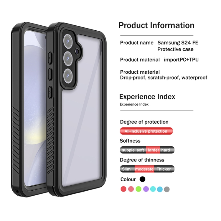 For Samsung Galaxy S24 FE 5G RedPepper Shockproof IP68 Waterproof PC Hybrid TPU Phone Case(Black) For Samsung Galaxy S24 FE 5G RedPepper Shockproof IP68 Waterproof PC Hybrid TPU Phone Case(Black)