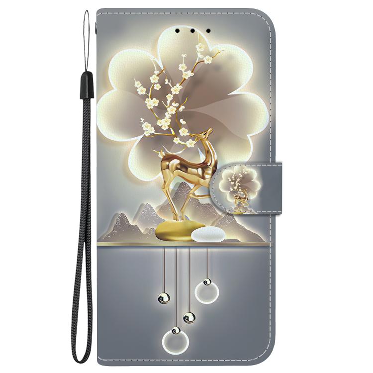 For iPhone 16 Pro Crystal Texture Colored Drawing Leather Phone Case(Sika Deer) For iPhone 16 Pro Crystal Texture Colored Drawing Leather Phone Case(Sika Deer)