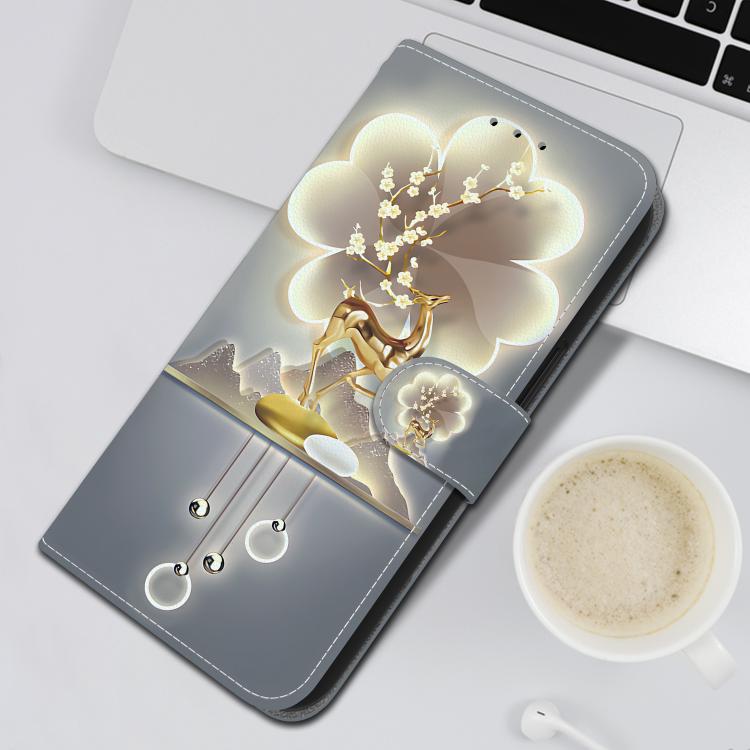 For iPhone 16 Pro Crystal Texture Colored Drawing Leather Phone Case(Sika Deer) For iPhone 16 Pro Crystal Texture Colored Drawing Leather Phone Case(Sika Deer)