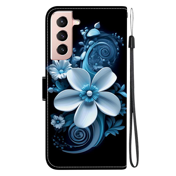 For Samsung Galaxy S22 5G Crystal Texture Colored Drawing Leather Phone Case(Black Orchid) For Samsung Galaxy S22 5G Crystal Texture Colored Drawing Leather Phone Case(Black Orchid)