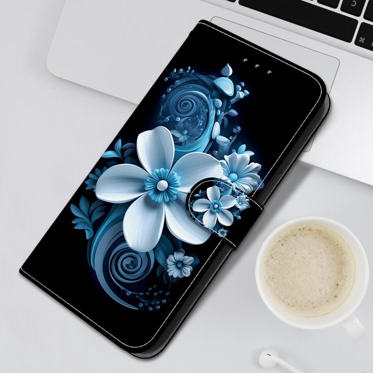 For Samsung Galaxy S22 5G Crystal Texture Colored Drawing Leather Phone Case(Black Orchid) For Samsung Galaxy S22 5G Crystal Texture Colored Drawing Leather Phone Case(Black Orchid)
