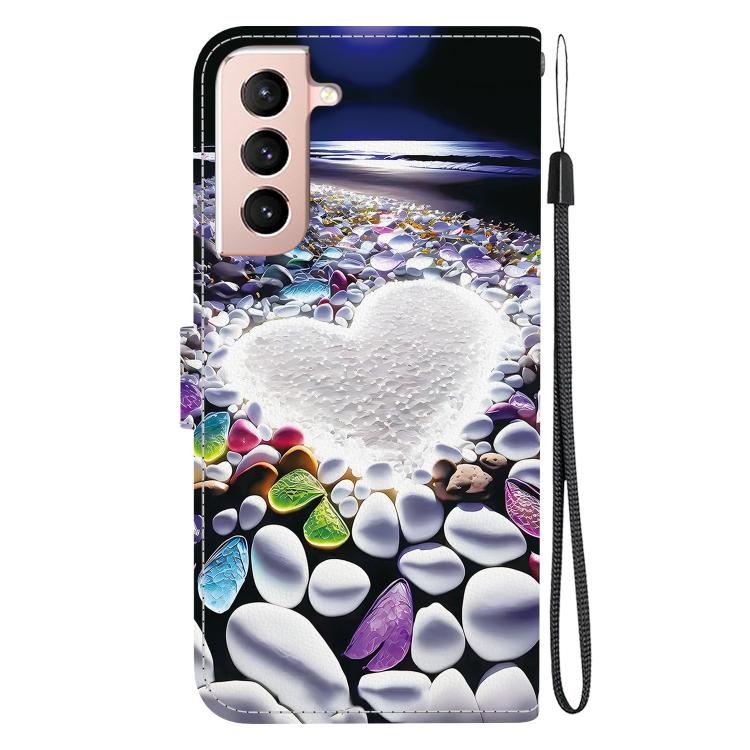 For Samsung Galaxy S21+ 5G Crystal Texture Colored Drawing Leather Phone Case(Heart Shaped) For Samsung Galaxy S21+ 5G Crystal Texture Colored Drawing Leather Phone Case(Heart Shaped)