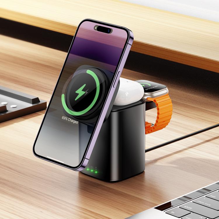 hoco CQ20 Clever 3 in 1 Desktop Folding Wireless Fast Charger(Black) hoco CQ20 Clever 3 in 1 Desktop Folding Wireless Fast Charger(Black)