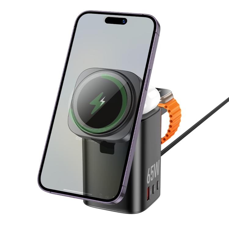 hoco CQ20A Clever PD 65W 6 in 1 Desktop Wireless Fast Charger, US Plug(Black) hoco CQ20A Clever PD 65W 6 in 1 Desktop Wireless Fast Charger, US Plug(Black)