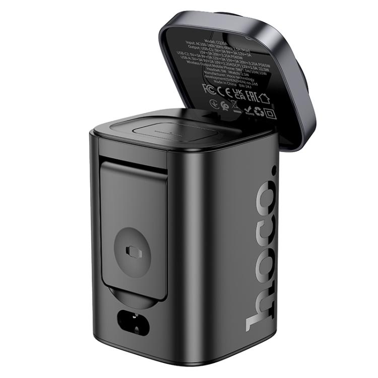 hoco CQ20A Clever PD 65W 6 in 1 Desktop Wireless Fast Charger, US Plug(Black) hoco CQ20A Clever PD 65W 6 in 1 Desktop Wireless Fast Charger, US Plug(Black)