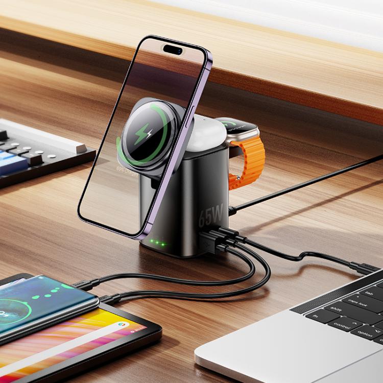 hoco CQ20A Clever PD 65W 6 in 1 Desktop Wireless Fast Charger, US Plug(Black) hoco CQ20A Clever PD 65W 6 in 1 Desktop Wireless Fast Charger, US Plug(Black)
