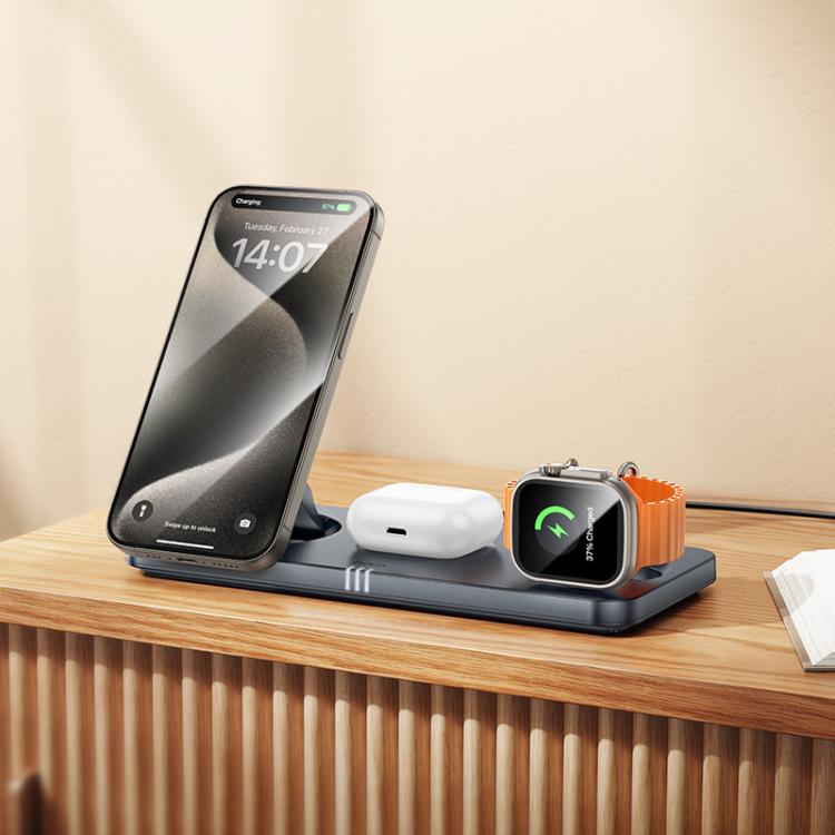 hoco CQ22 Outstanding 3 in 1 Desktop Folding Magnetic Wireless Fast Charger(Grey) hoco CQ22 Outstanding 3 in 1 Desktop Folding Magnetic Wireless Fast Charger(Grey)