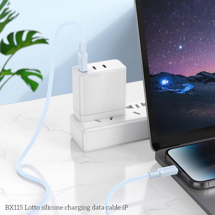 Borofone BX115 Lotto 2.4A USB to 8 Pin Charging Cable, Length: 1m(Blue) Borofone BX115 Lotto 2.4A USB to 8 Pin Charging Cable, Length: 1m(Blue)