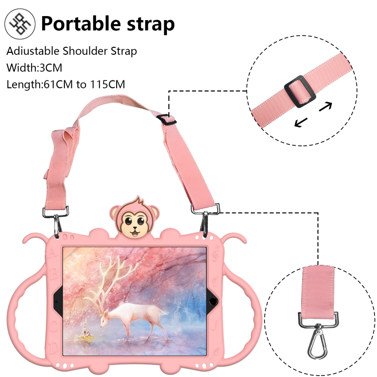 For iPad 9.7 (2017) Cartoon Monkey Kids Tablet Shockproof EVA Protective Case with Holder & Shoulder Strap & Handle(Rose Gold) For iPad 9.7 (2017) Cartoon Monkey Kids Tablet Shockproof EVA Protective Case with Holder & Shoulder Strap & Handle(Rose Gold)
