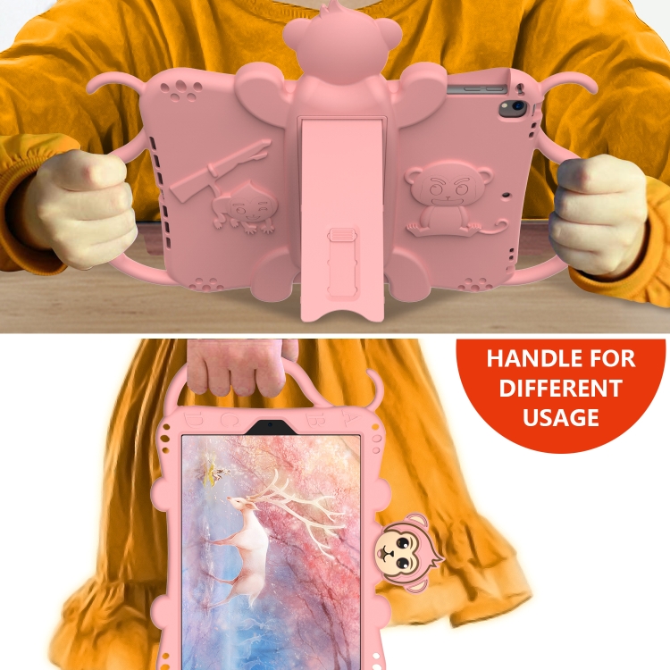 For iPad 9.7 (2017) Cartoon Monkey Kids Tablet Shockproof EVA Protective Case with Holder & Shoulder Strap & Handle(Rose Gold) For iPad 9.7 (2017) Cartoon Monkey Kids Tablet Shockproof EVA Protective Case with Holder & Shoulder Strap & Handle(Rose Gold)