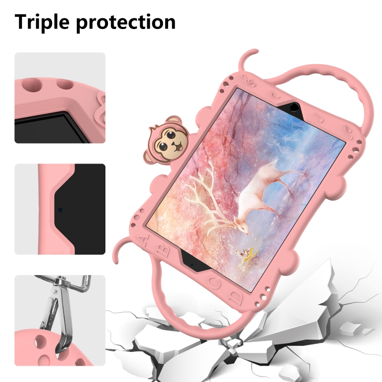 For iPad 9.7 (2017) Cartoon Monkey Kids Tablet Shockproof EVA Protective Case with Holder & Shoulder Strap & Handle(Rose Gold) For iPad 9.7 (2017) Cartoon Monkey Kids Tablet Shockproof EVA Protective Case with Holder & Shoulder Strap & Handle(Rose Gold)