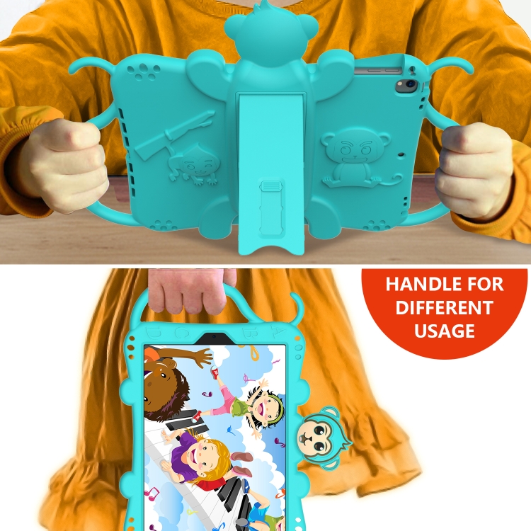 For iPad 9.7 (2018) Cartoon Monkey Kids Tablet Shockproof EVA Protective Case with Holder & Shoulder Strap & Handle(Turquoise) For iPad 9.7 (2018) Cartoon Monkey Kids Tablet Shockproof EVA Protective Case with Holder & Shoulder Strap & Handle(Turquoise)