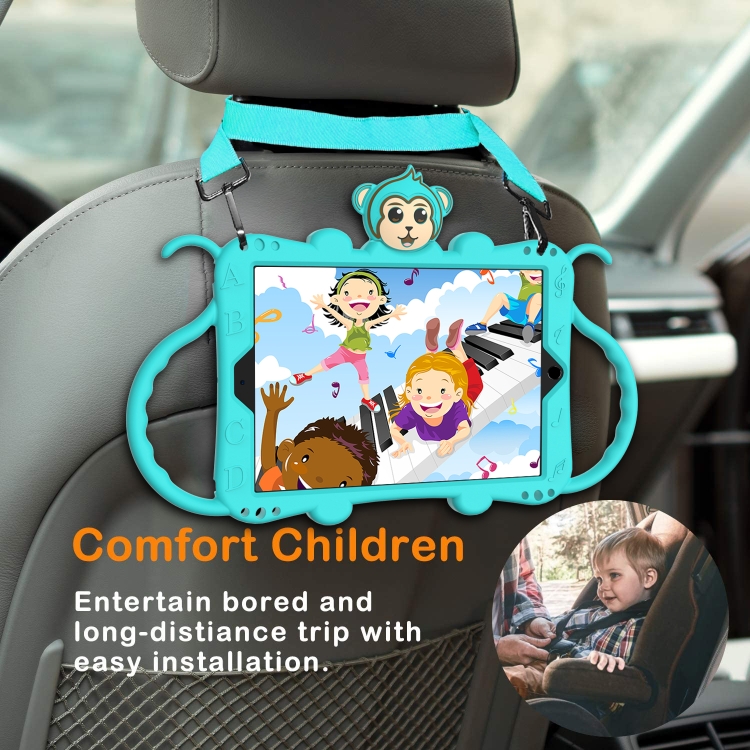 For iPad 9.7 (2018) Cartoon Monkey Kids Tablet Shockproof EVA Protective Case with Holder & Shoulder Strap & Handle(Turquoise) For iPad 9.7 (2018) Cartoon Monkey Kids Tablet Shockproof EVA Protective Case with Holder & Shoulder Strap & Handle(Turquoise)