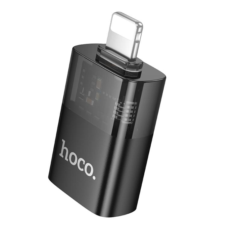 hoco UA36 8 Pin Male to USB Female OTG Transparent Adapter(Black)