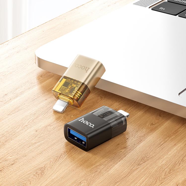 hoco UA36 8 Pin Male to USB Female OTG Transparent Adapter(Black)