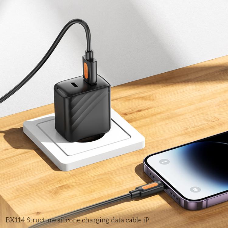 Borofone BX114 Structure 2.4A USB to 8 Pin Charging Data Cable, Length: 1m(Black) Borofone BX114 Structure 2.4A USB to 8 Pin Charging Data Cable, Length: 1m(Black)
