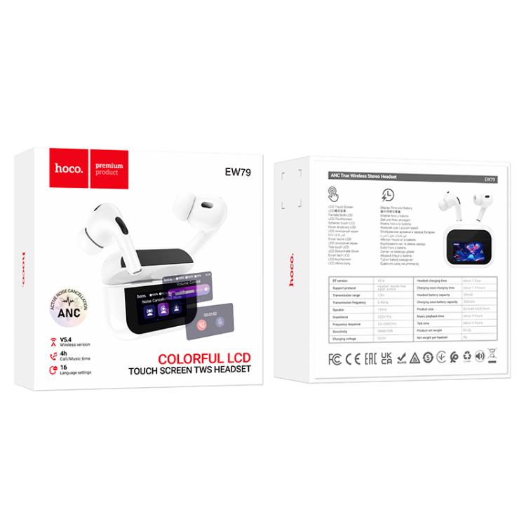 hoco EW79 Bright True Wireless ANC Noise Reduction Touchscreen Bluetooth Earphone(White) - 7