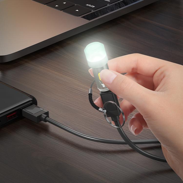 hoco UA38A USB-C / Type-C to LED Light Portable Metal Adapter with Night Light Shade(Gold) - B4