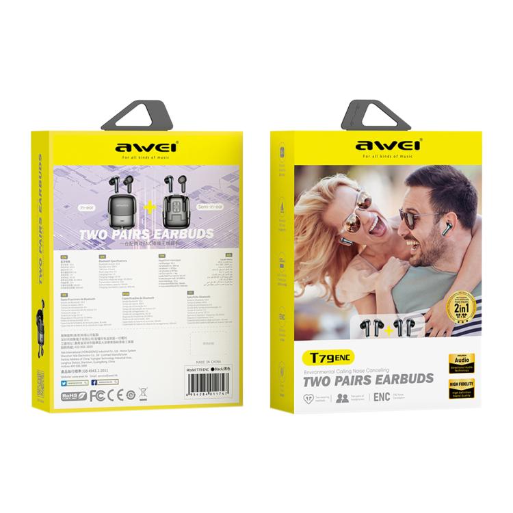 awei T79ENC 2 Pairs ENC Wireless BT 5.3 Earphones(Black) awei T79ENC 2 Pairs ENC Wireless BT 5.3 Earphones(Black)