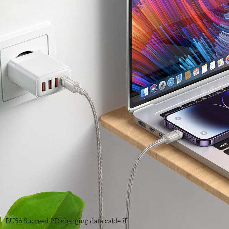 Borofone BU56 Succeed PD27W Type-C to 8 Pin Fast Charging Data Cable, Length: 1.2m(Grey) Borofone BU56 Succeed PD27W Type-C to 8 Pin Fast Charging Data Cable, Length: 1.2m(Grey)