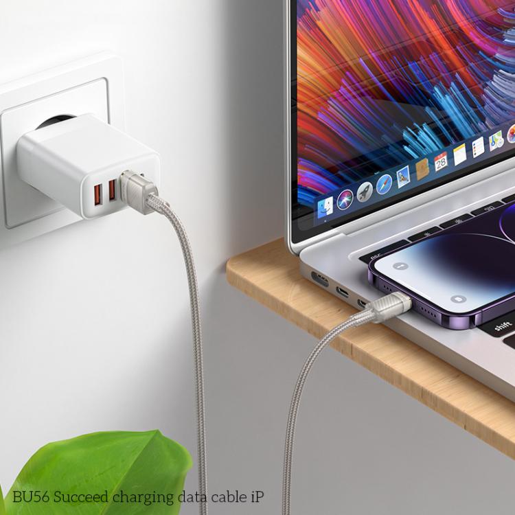 Borofone BU56 Succeed 2.4A USB to 8 Pin Charging Data Cable, Length: 1.2m(Grey) Borofone BU56 Succeed 2.4A USB to 8 Pin Charging Data Cable, Length: 1.2m(Grey)