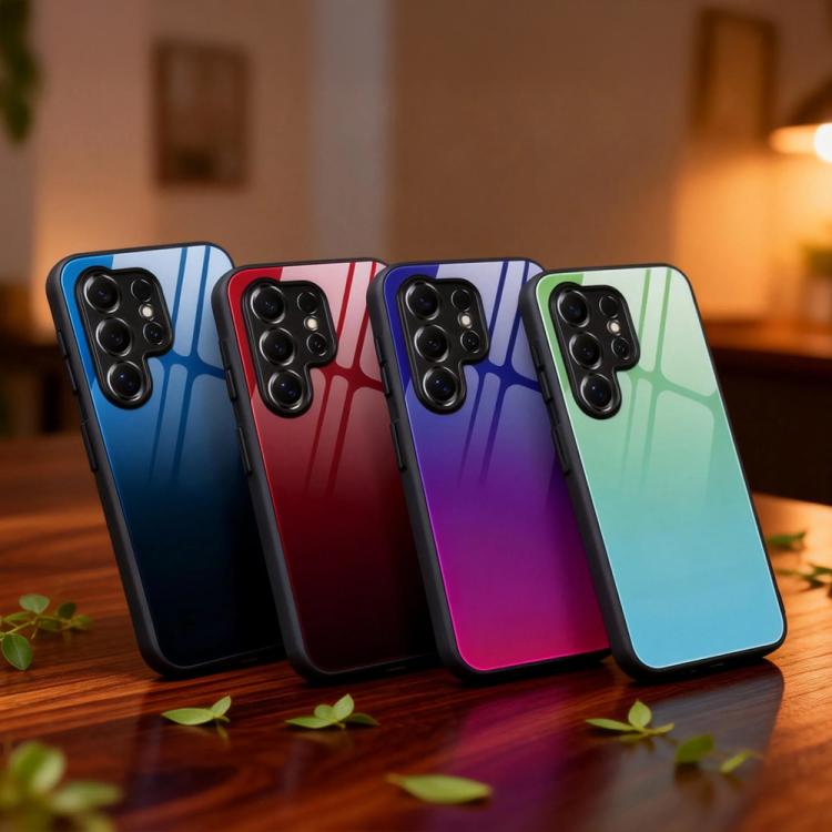 For Samsung Galaxy S26 Ultra 5G Gradient Color Glass Phone Case(Aurora Blue)