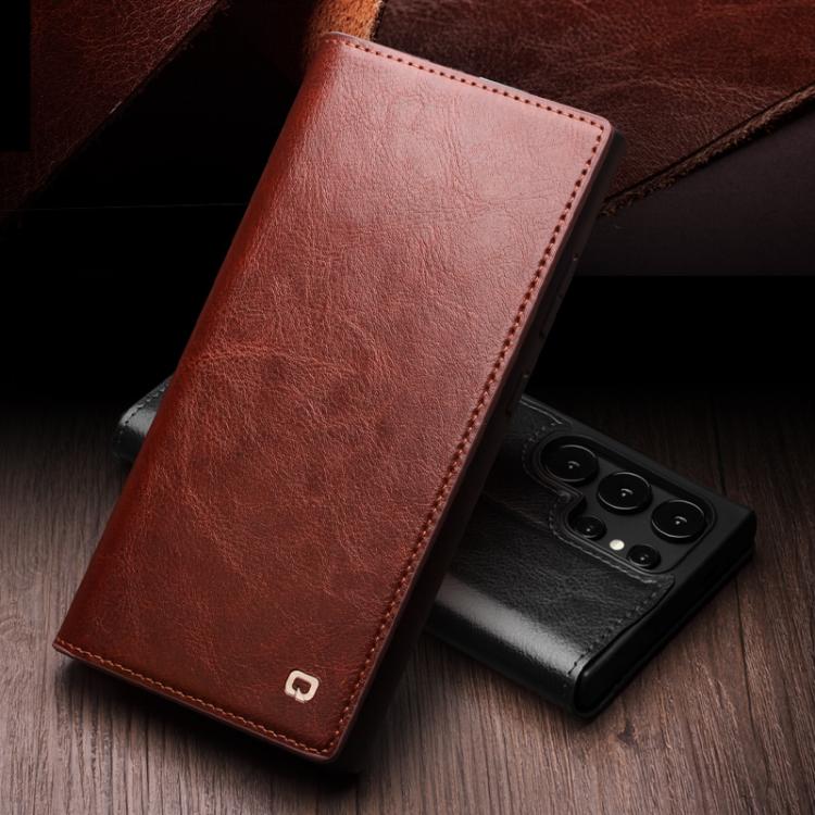 For Samsung Galaxy S25+ 5G QIALINO Genuine Leather Phone Case(Brown) For Samsung Galaxy S25+ 5G QIALINO Genuine Leather Phone Case(Brown)